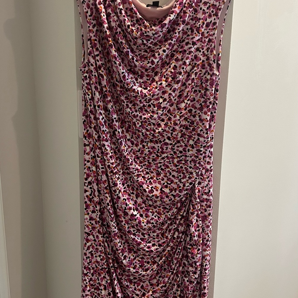 Ann Taylor Pink Floral Cowl Neck Dress
